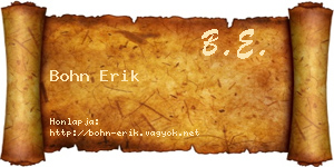 Bohn Erik névjegykártya